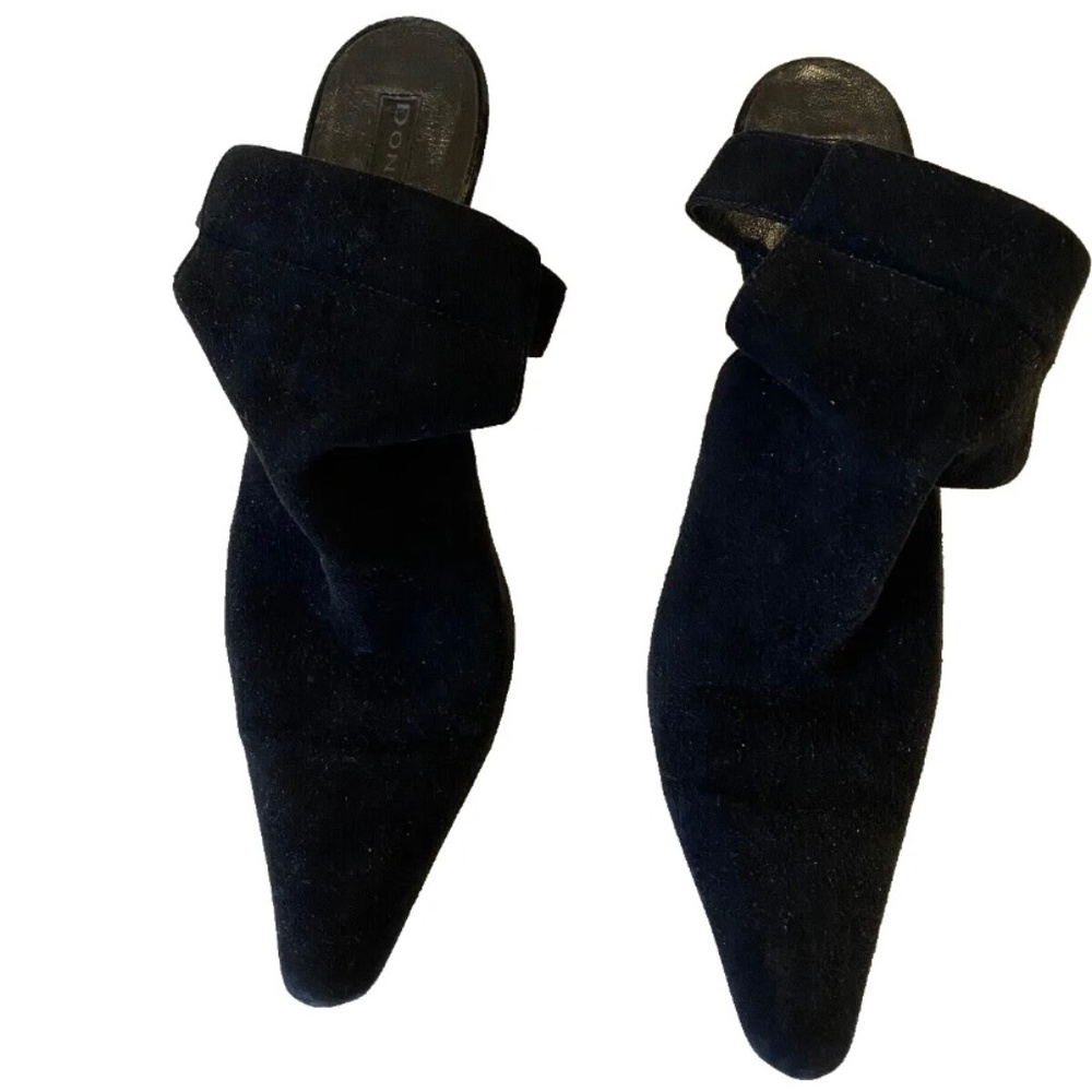 Donna Karan Black Heeled Mules